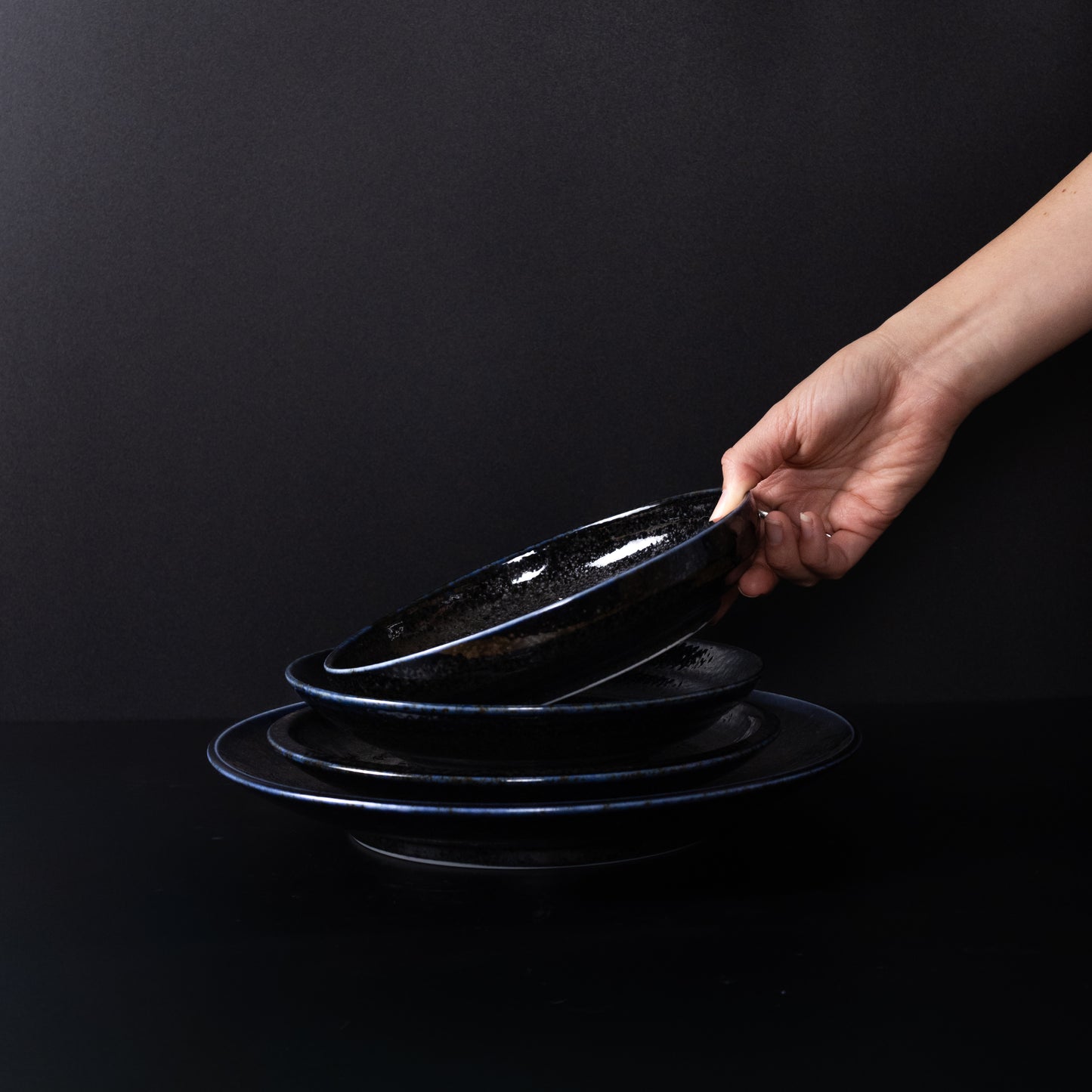 Udon Bowl Fluted 21cm Midnight Pearl Glaze