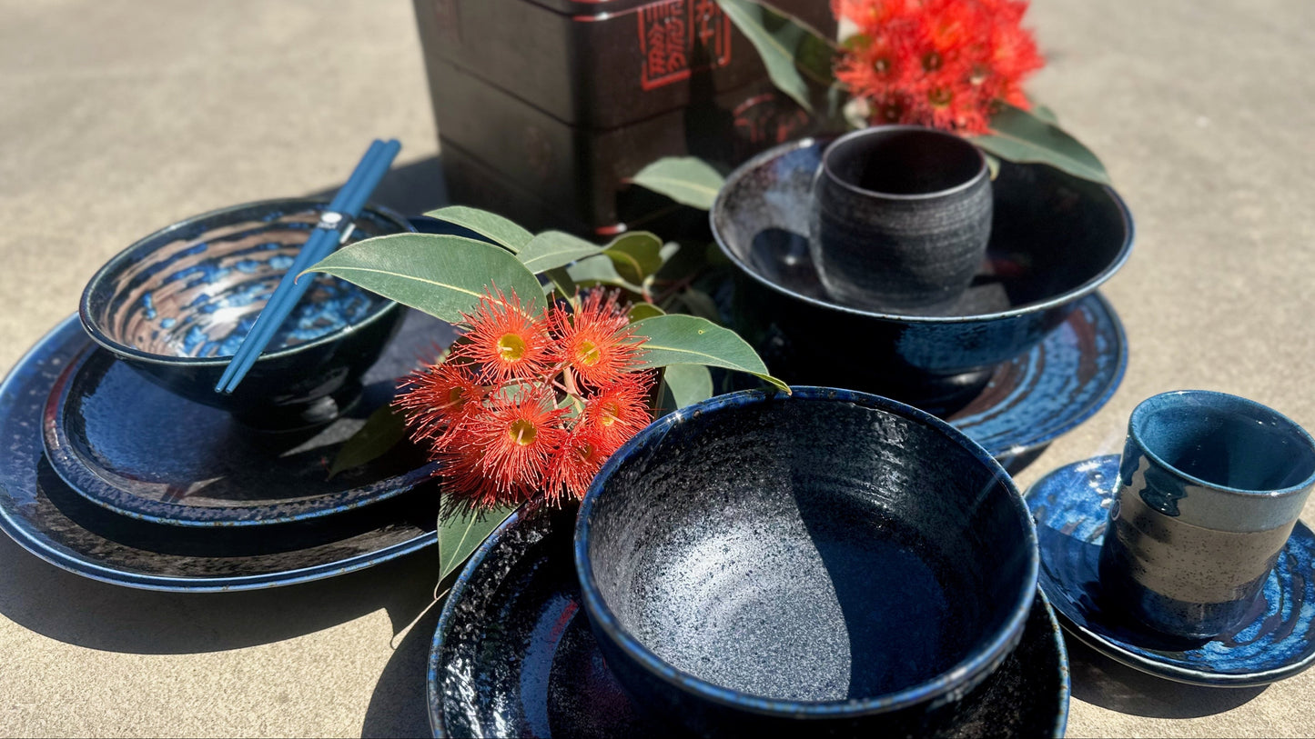 Pasta Bowl Flat Based 24cm Midnight Pearl Glaze