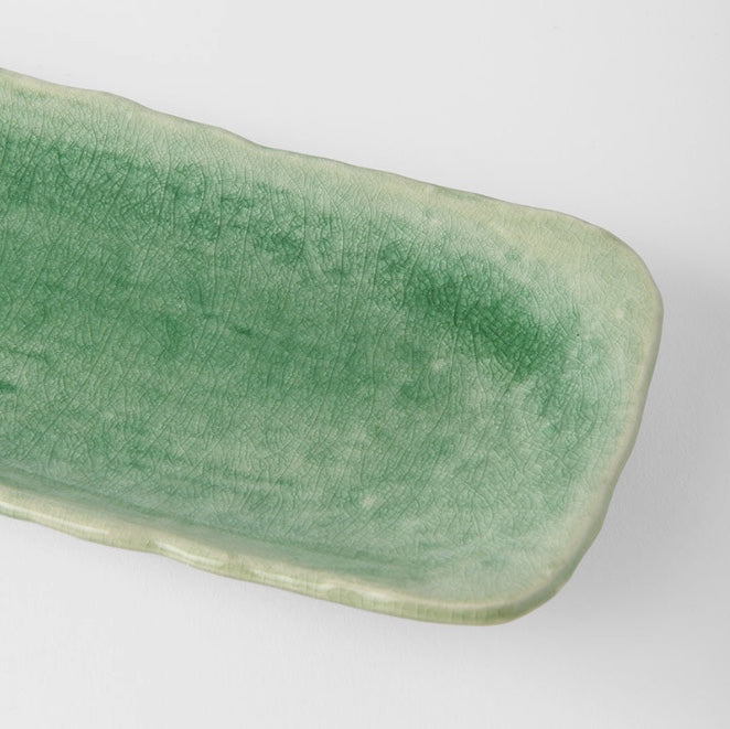Plate Sashimi 31.3cm Amane Emerald Glaze