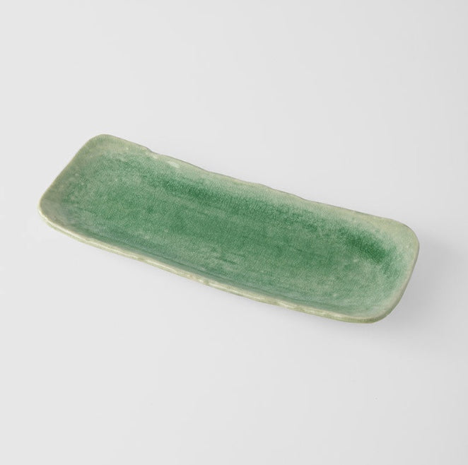 Plate Sashimi 31.3cm Amane Emerald Glaze