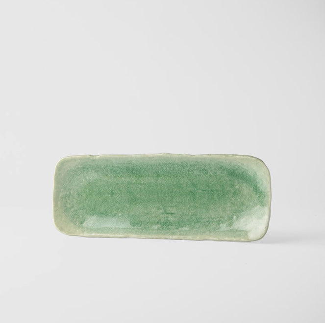 Plate Sashimi 31.3cm Amane Emerald Glaze