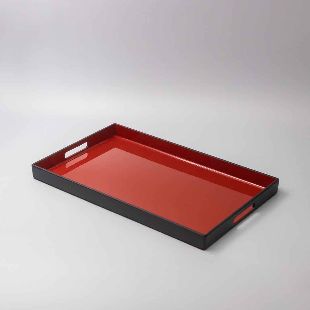 Tray Rectangular 42cm Red Inner Black Lacquerware