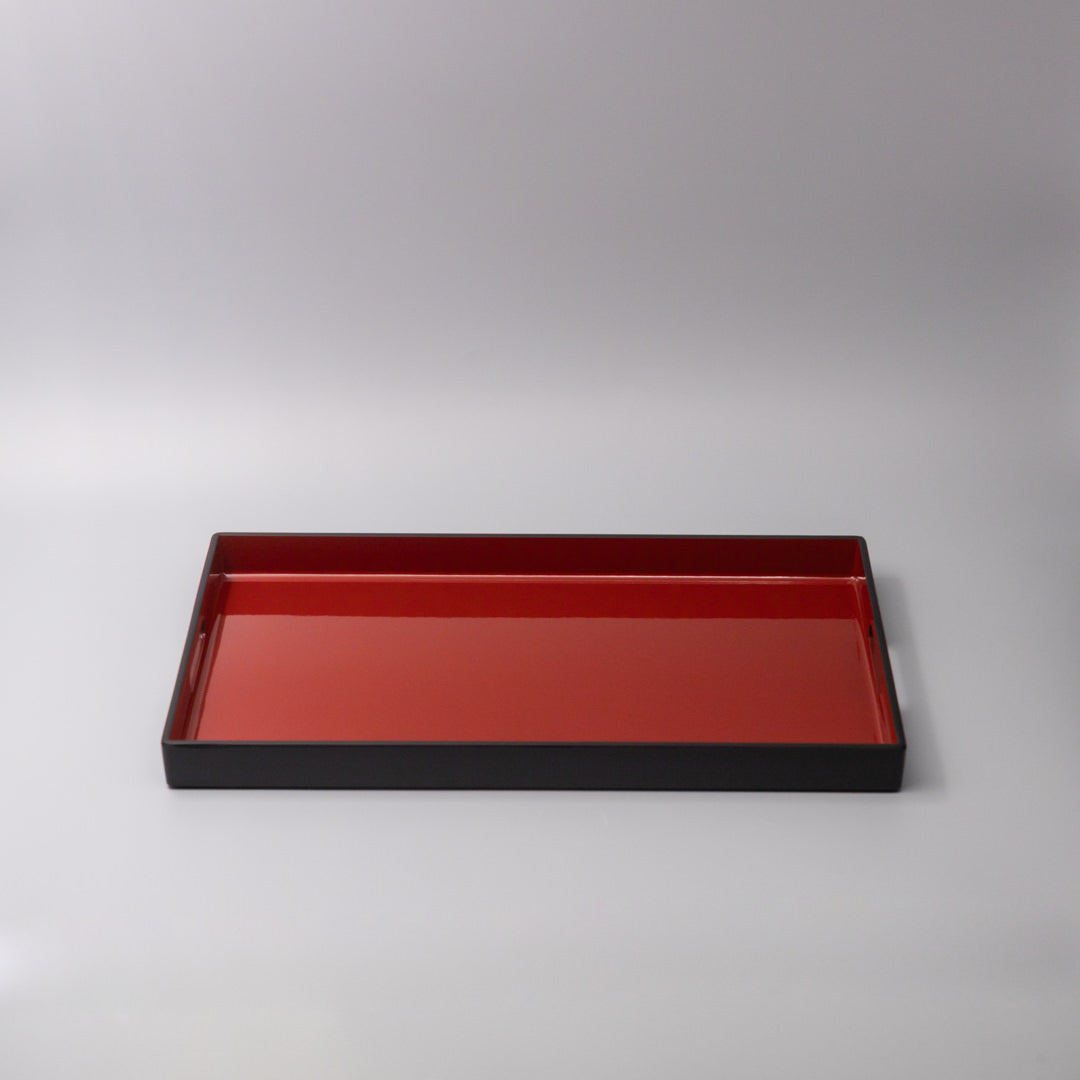 Tray Rectangular 42cm Red Inner Black Lacquerware