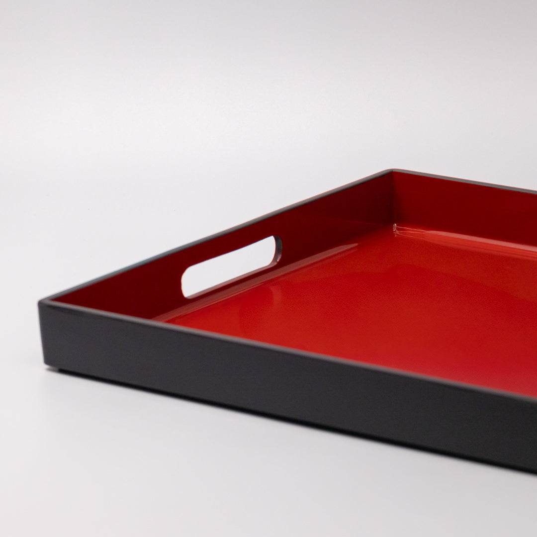 Tray Rectangular 42cm Red Inner Black Lacquerware