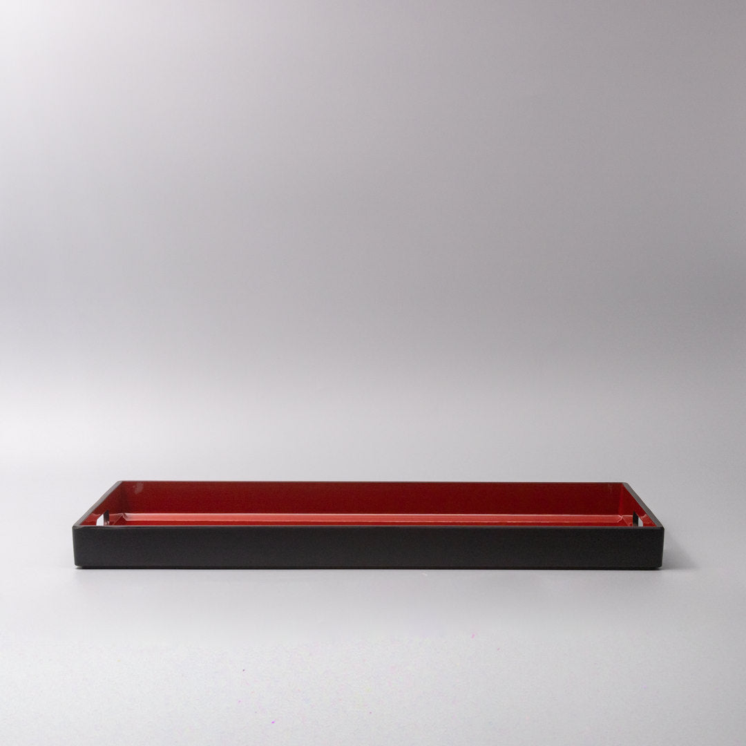 Tray Rectangular 42cm Red Inner Black Lacquerware