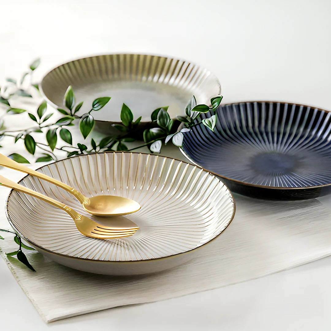 Plate High Rim 22.5cm Navy Sendan Glaze