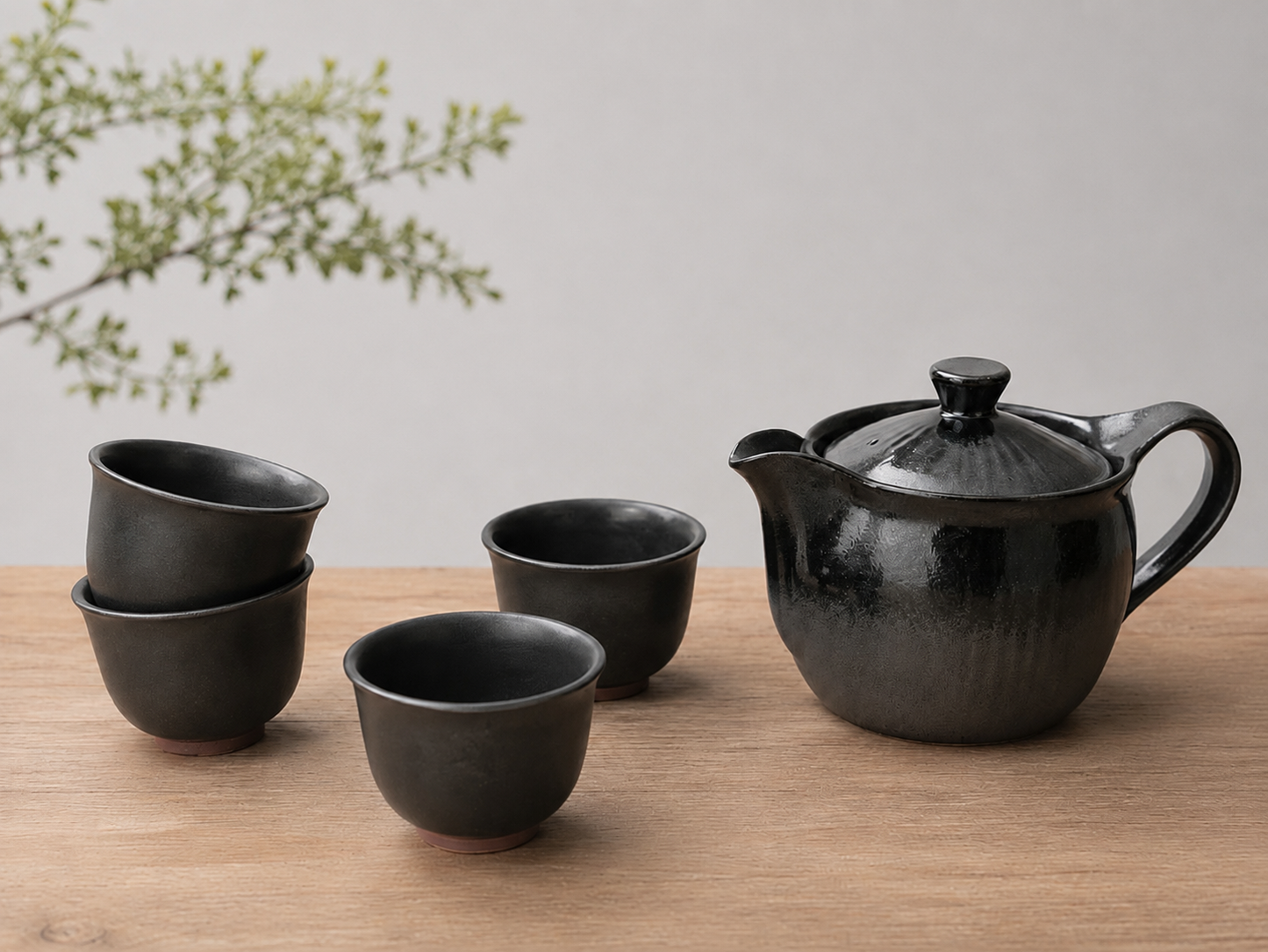 Sake and Tea Tasting Cup 6cm Black Matte Flared Glaze