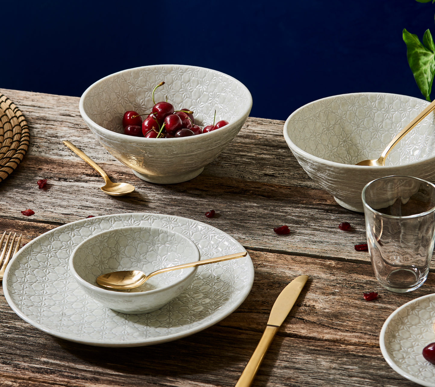 Pasta Bowl Flat 23cm White Star Glaze