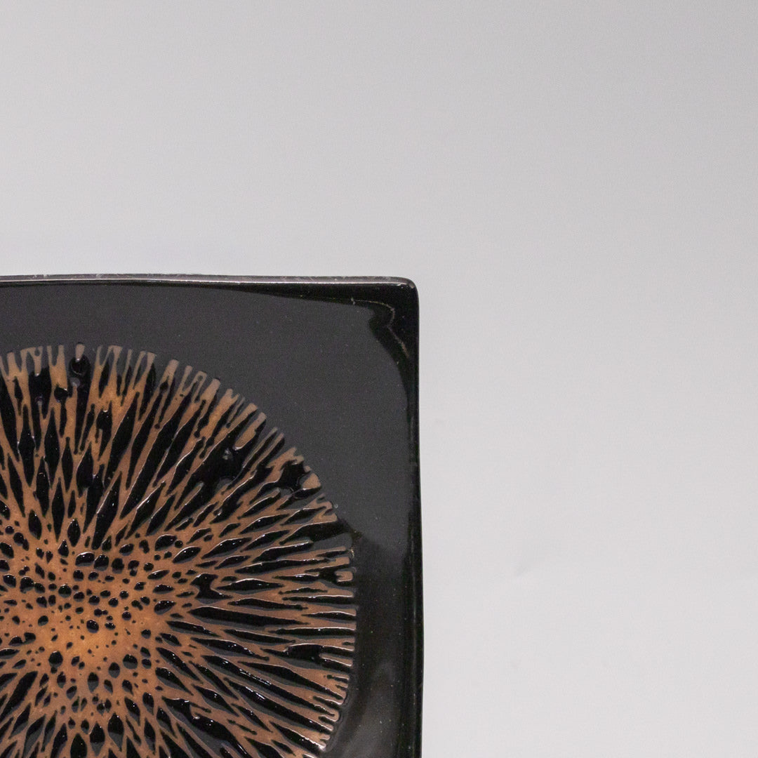 Plate Square 13.5cm Bronze Converging Glaze