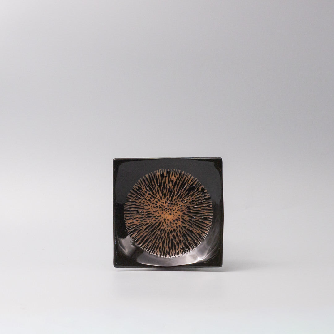 Plate Square 13.5cm Bronze Converging Glaze
