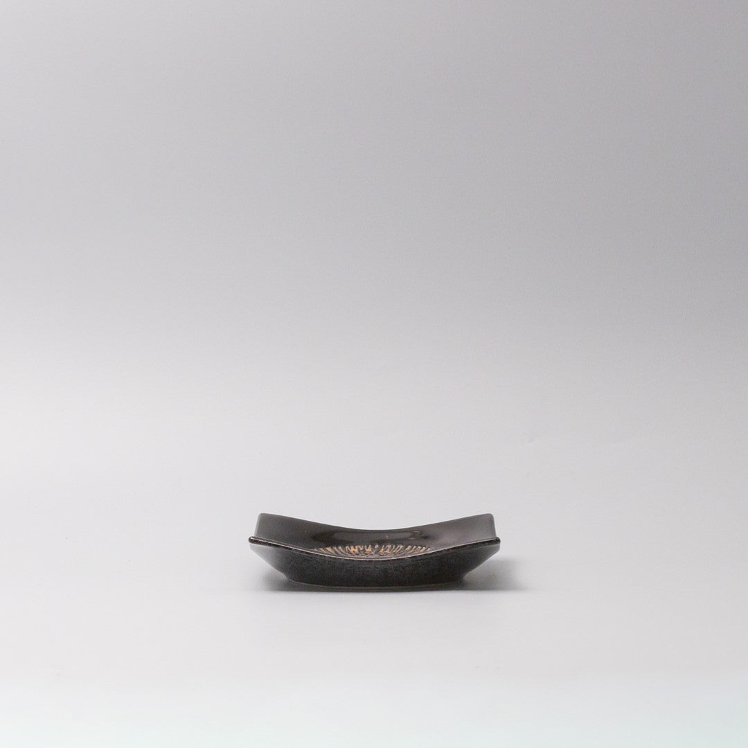 Plate Square 13.5cm Bronze Converging Glaze