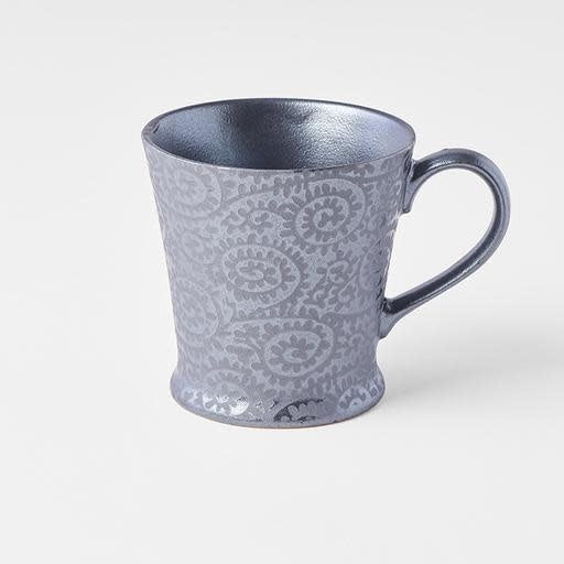 Mug 200ml Black Scroll Design - Made In Japan | Japanese Tableware