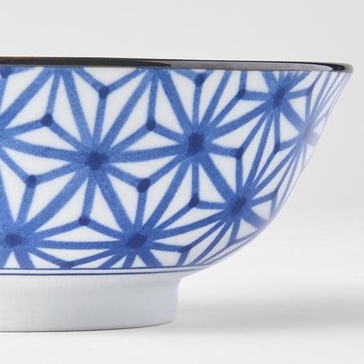 Bowl 19cm Indigo Ikat Starburst Design - Made In Japan | Japanese Tableware