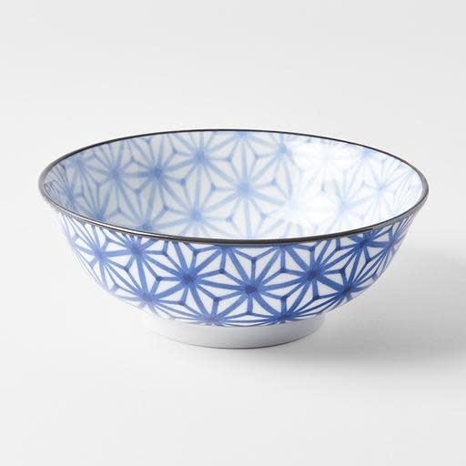 Bowl 19cm Indigo Ikat Starburst Design - Made In Japan | Japanese Tableware