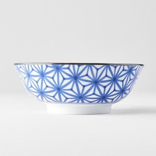 Bowl 19cm Indigo Ikat Starburst Design - Made In Japan | Japanese Tableware