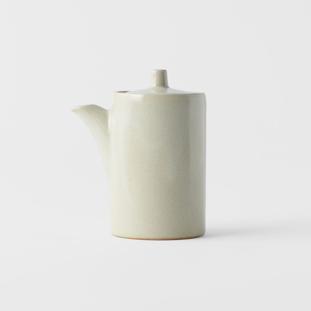 125ml ceramic soy pot white glaze side view profile soy pot