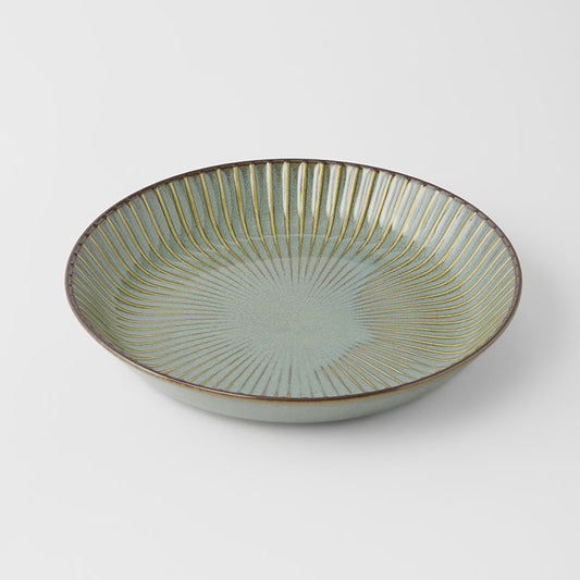 Plate High Rim 22.5cm Green Sendan Glaze