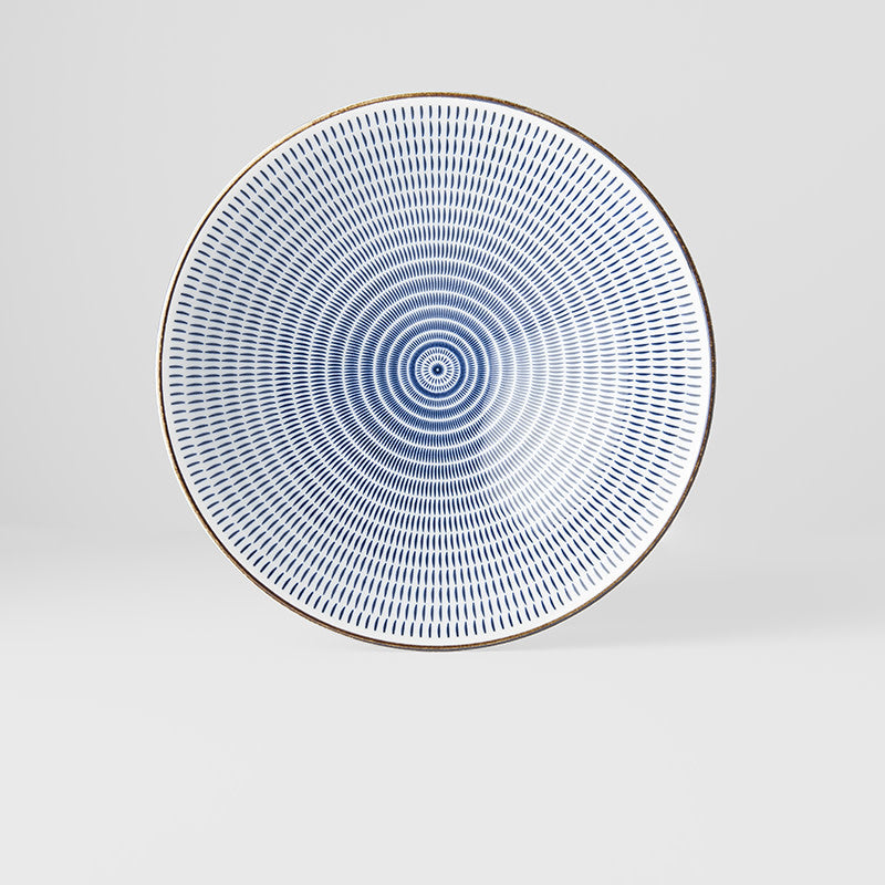 Ramen Bowl 25cm Radiating Lines Blue White Design - Made In Japan | Japanese Tableware