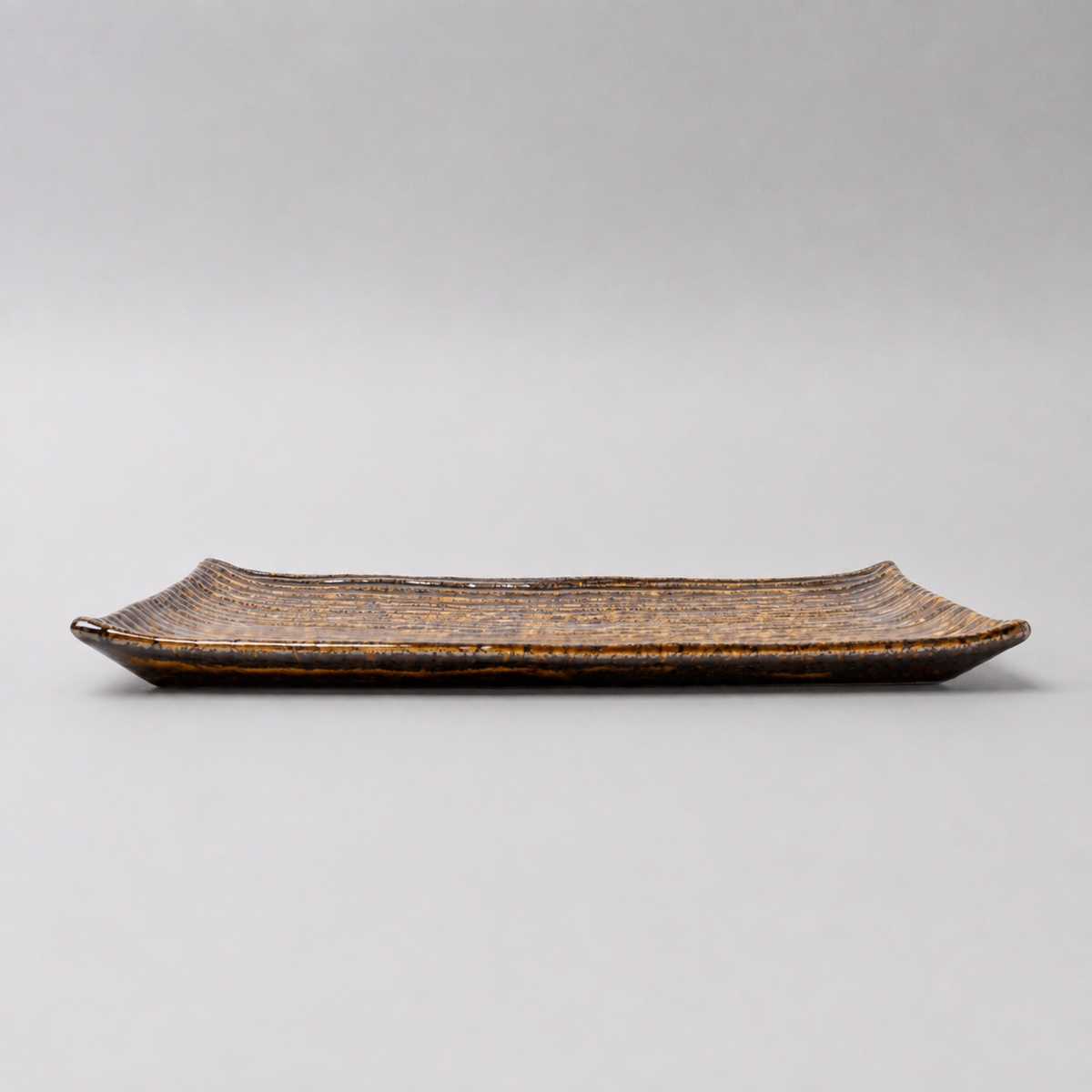 Sushi Plate 24cm Line Design Amber Glaze
