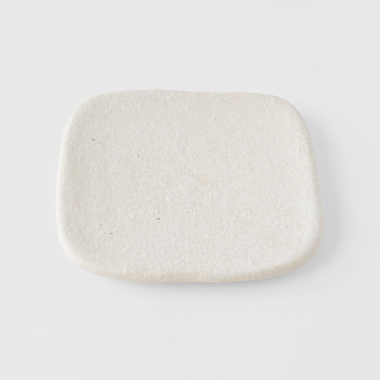 Plate Square 19cm Shell White Slab Glaze