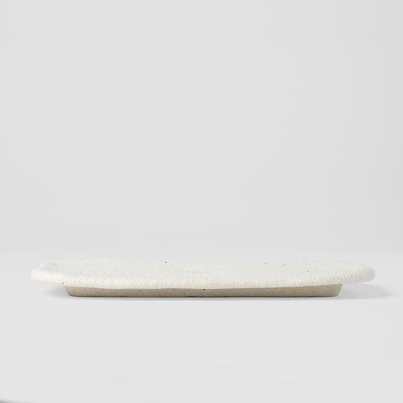 Plate Rectangular 28.5cm Shell White Slab Glaze