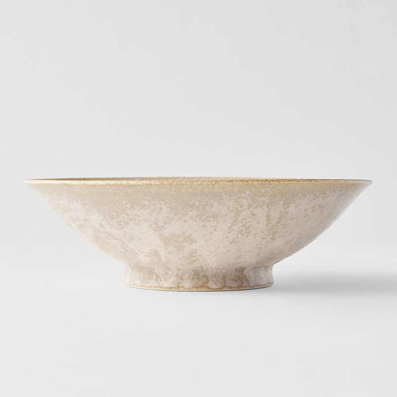 Wide ceramic ramen bowl in White Fade Glaze, perfect for noodles or soups