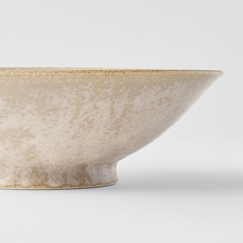 Wide ceramic ramen bowl in White Fade Glaze, perfect for noodles or soups