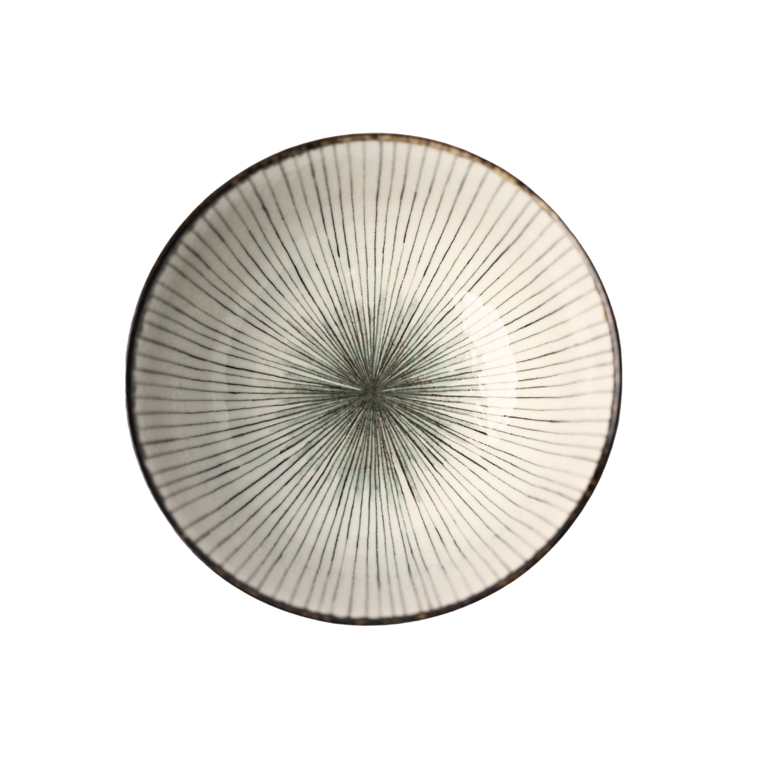 Udon Bowl 17cm Black Converging Line Glaze