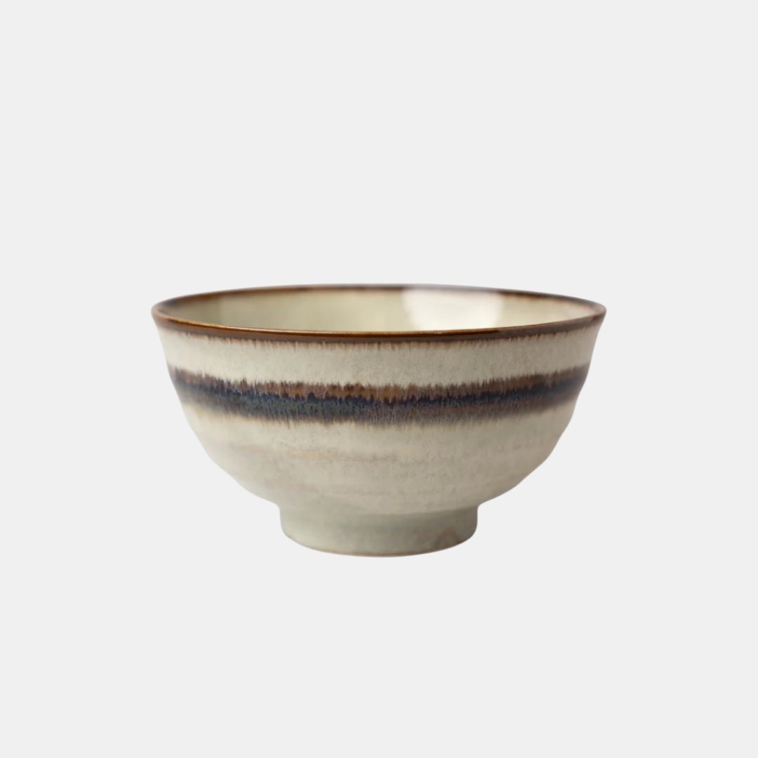 17cm ceramic udon bowl white tenmokku edge glaze noodle bowl