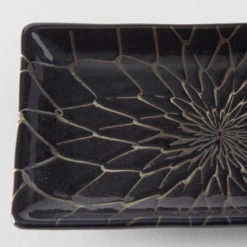 Sushi Plate 22cm Charcoal Net Design