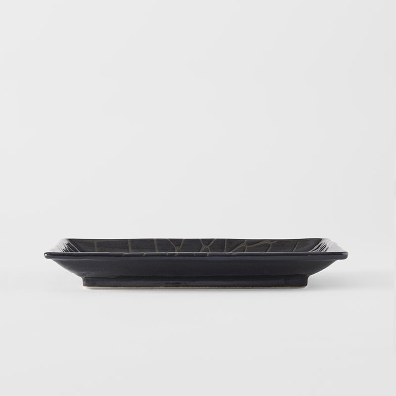 Sushi Plate 22cm Charcoal Net Design