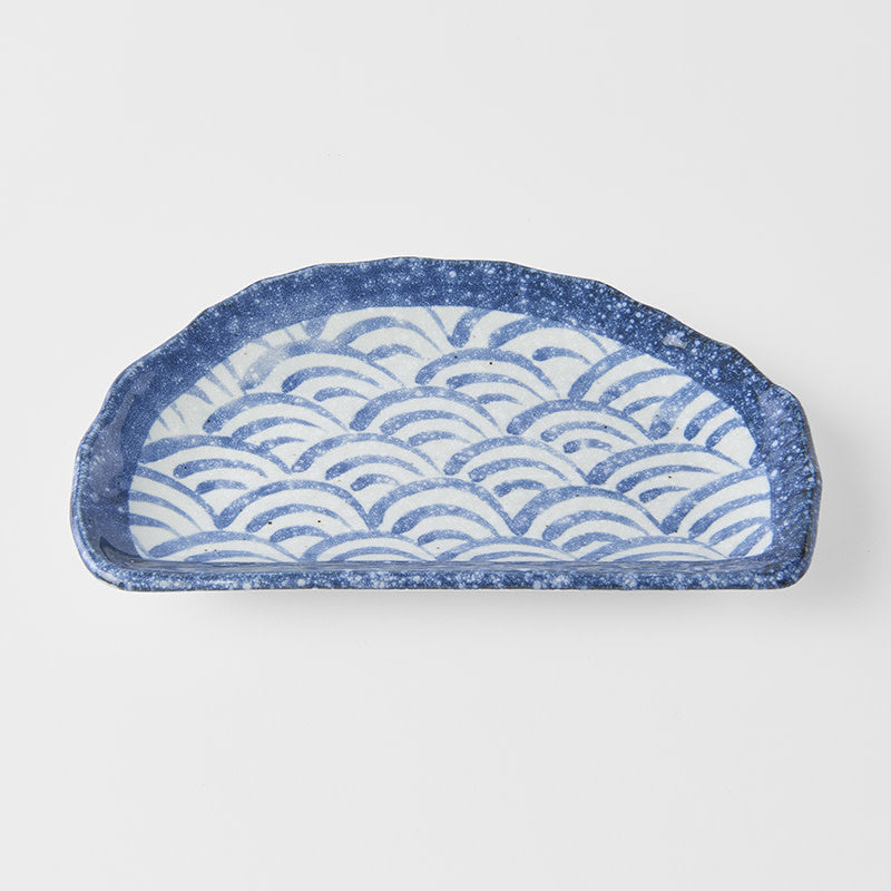 Tempura Plate 21 cm / Indigo Blue Wave Design