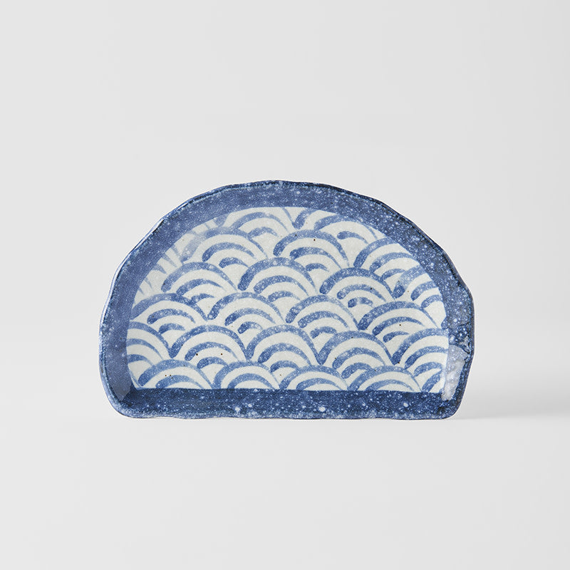 Tempura Plate 21 cm / Indigo Blue Wave Design