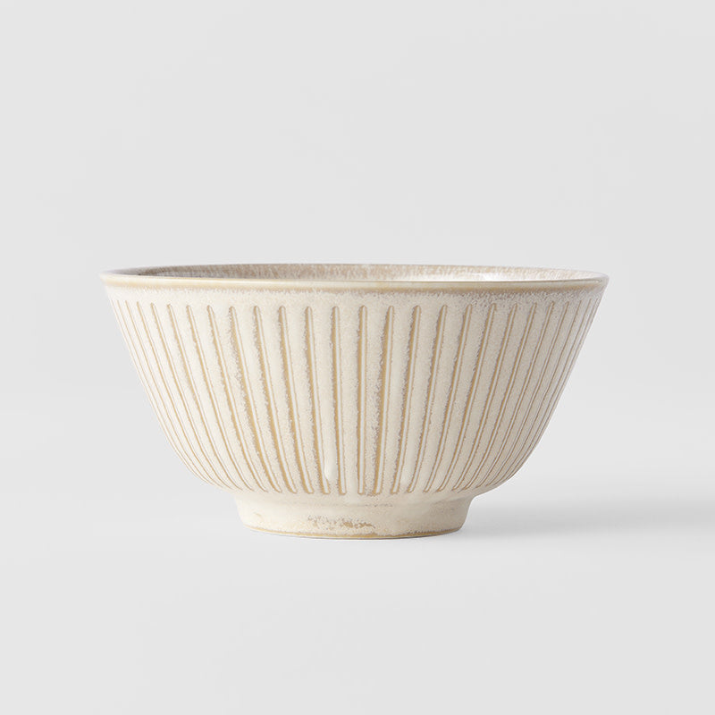 Rice Bowl 12cm Ridged Alabaster Glaze
