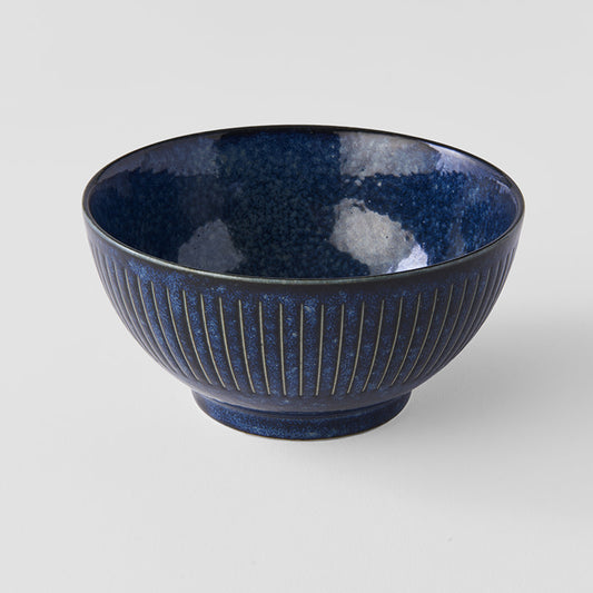 Rice Bowl 13.3cm Ridged Indigo Glaze