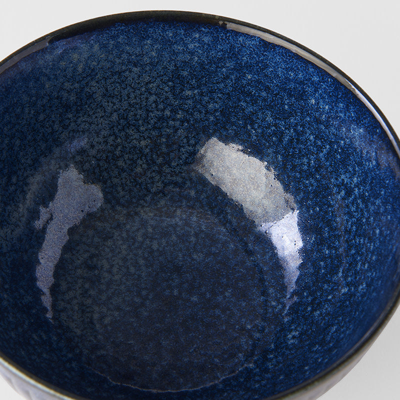 Rice Bowl 13.3cm Ridged Indigo Glaze
