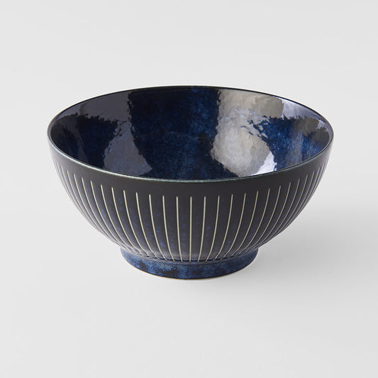Udon Noodle Bowl 18.8 cm, 900 ml / Ridged Indigo Blue Glaze