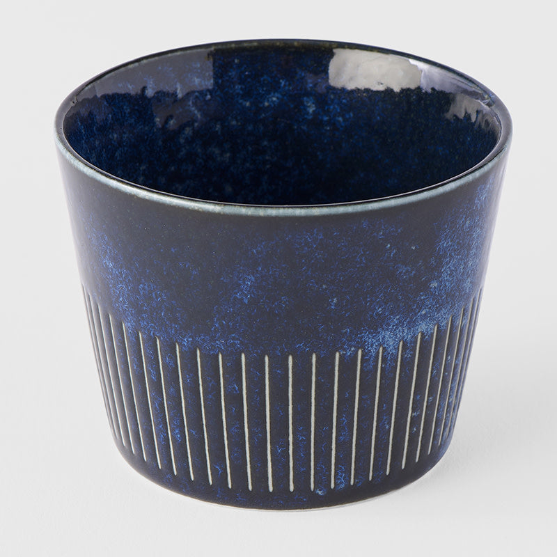 Soba Cup 175ml Ridged Indigo Blue Glaze