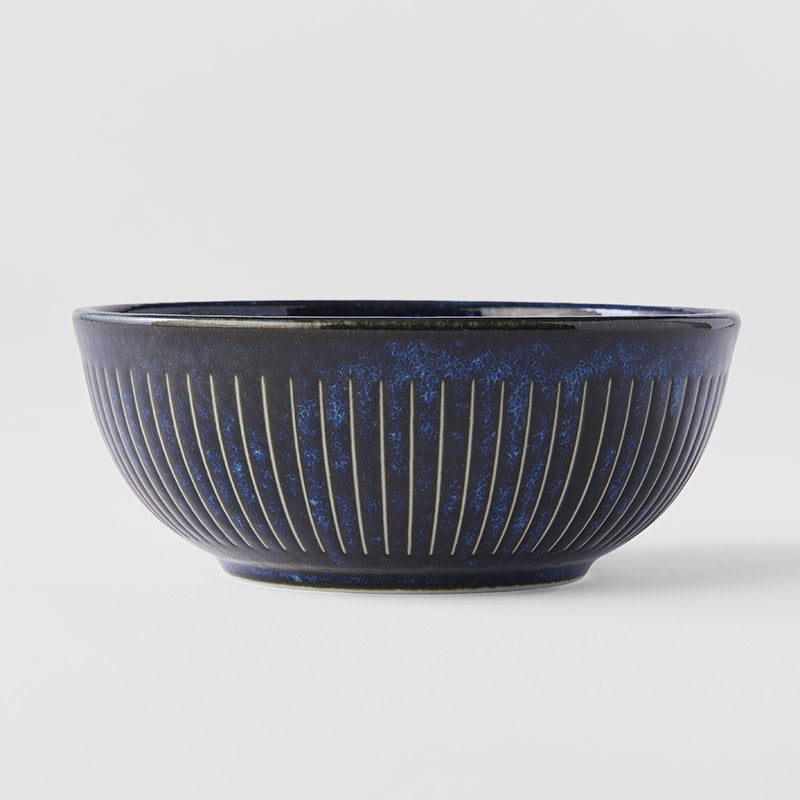 Bowl 13cm Ridged Indigo Glaze