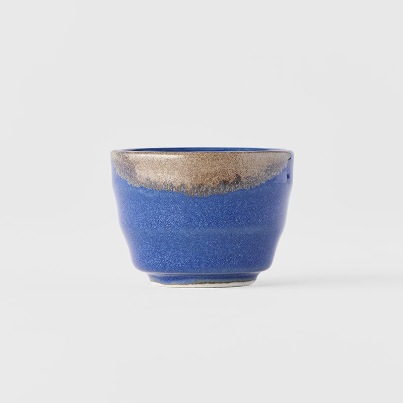 Sake Cup 30ml Blue with Gold Lip Glaze