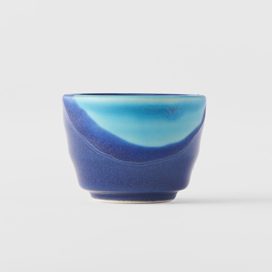 Sake Cup 30ml Navy with Aqua Drip Glaze