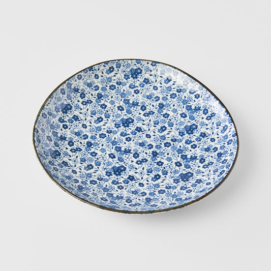 Side Plate Organic 19cm Blue Daisy Design - Made In Japan | Japanese Tableware