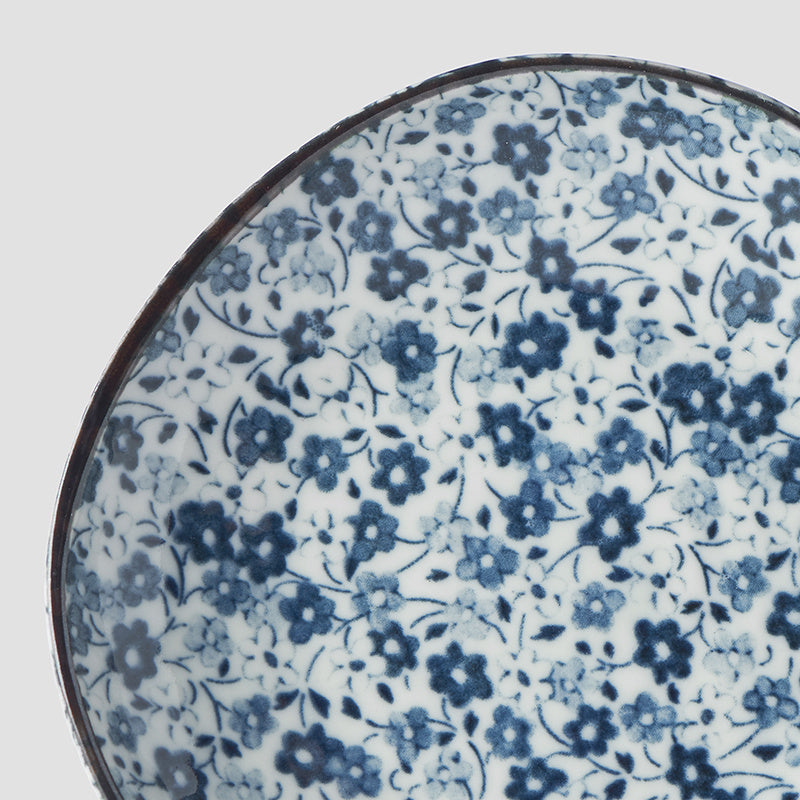 Saucer Organic Shape 12cm Blue Daisy Design - Made In Japan | Japanese Tableware