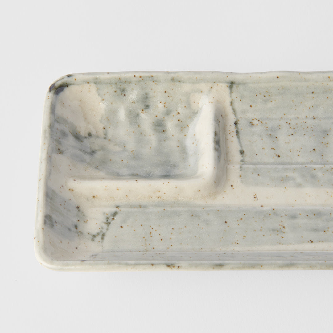 Dumpling Plate 33cm Sumi Brushstroke Glaze