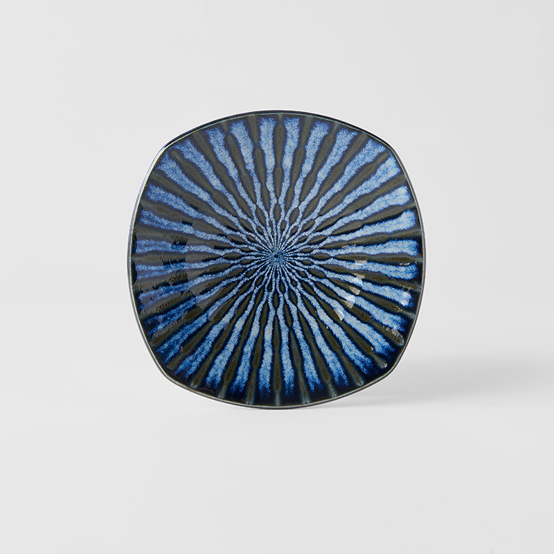 Plate Square 18 cm Indigo Drip Glaze