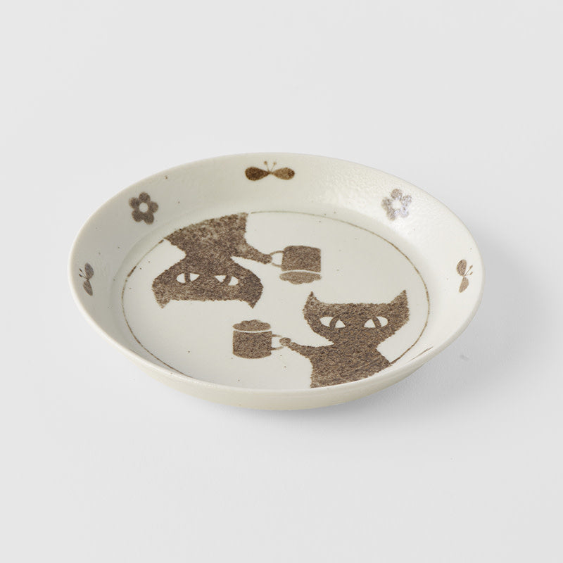 Plate Biscuit 14.3cm Coffee Cats Design