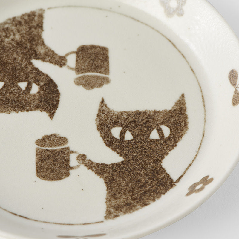 Plate Biscuit 14.3cm Coffee Cats Design