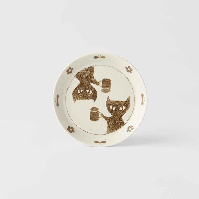 Plate Biscuit 14.3cm Coffee Cats Design