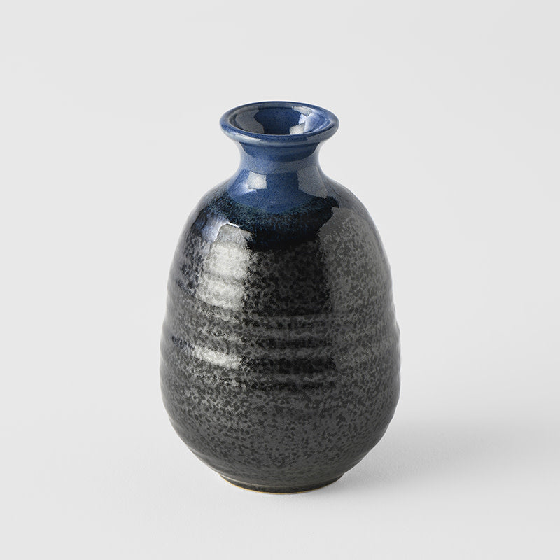 Sake Jug 280ml Black & Bright Blue Drip Glaze