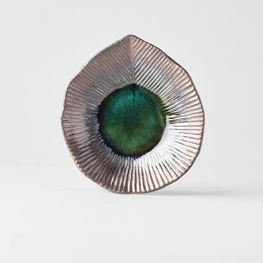 Plate Leaf Shape 16cm Midori Green Glaze